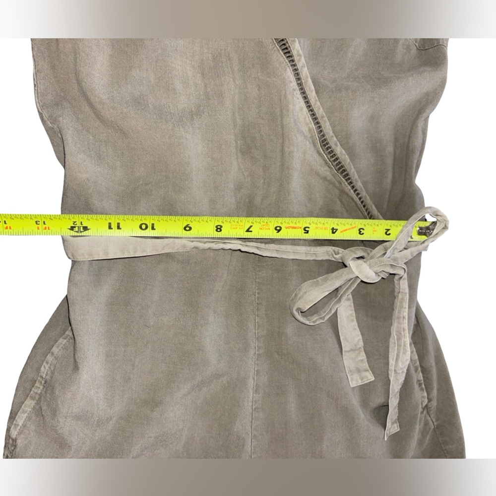 Anthro Cloth & Stone Tencel Wrap Romper Taupe XS Tie Waist - Picture 11 of 11